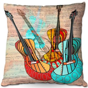 Decorative Outdoor Patio Pillow Cushion | Dora Ficher - Strumming Away | music instrument abstract simple