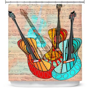 Premium Shower Curtains | Dora Ficher - Strumming Away | music instrument abstract simple