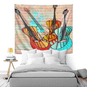 Artistic Wall Tapestry | Dora Ficher - Strumming Away | music instrument abstract simple