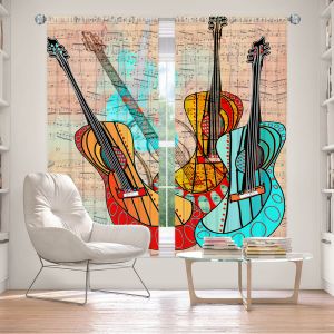 Decorative Window Treatments | Dora Ficher - Strumming Away | music instrument abstract simple