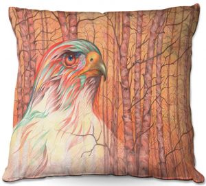 Throw Pillows Decorative Artistic | Gerry Segismundo - Raptor All Psyched Up | bird of prey tree forest