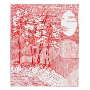 Decorative Fleece Throw Blankets | Gerry Segismundo - Red Moon | landscape geometric abstract surreal