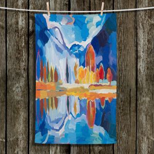 Unique Bathroom Towels | Hooshang Khorasani - Autumn Reflection | landscape abstract painterly mountain lake