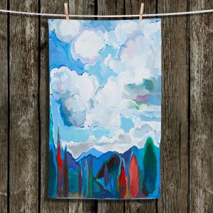 Unique Hanging Tea Towels | Hooshang Khorasani - Color and Clouds | Clouds Trees Mountains Big Sky