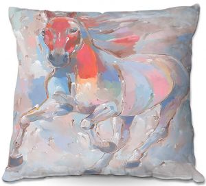 Decorative Outdoor Patio Pillow Cushion | Hooshang Khorasani - Equine Elegance II Horses