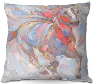 Decorative Outdoor Patio Pillow Cushion | Hooshang Khorasani - Horse Power I Horses