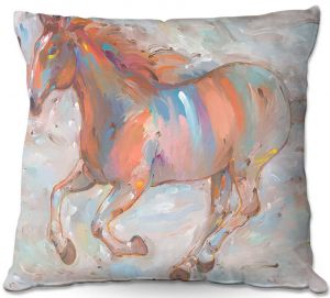 Decorative Outdoor Patio Pillow Cushion | Hooshang Khorasani - Stormy Racer Horses