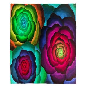 Decorative Fleece Throw Blankets | Jennifer Baird - Joyous Flowers III