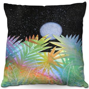 Decorative Outdoor Patio Pillow Cushion | Jennifer Baird - Meditation Moonrise | Nature Landscape Moon Sky