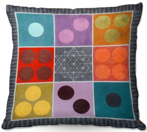 Decorative Outdoor Patio Pillow Cushion | Jennifer Baird - Path of Saturn 1 | pattern simple geometric circle
