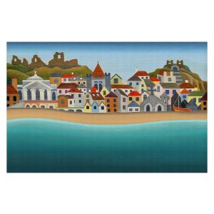 Decorative Floor Covering Mats | Jennifer Baird - Seaside Town | coast beach ocean harbor