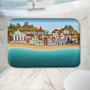 Decorative Bathroom Mats | Jennifer Baird - Seaside Town | coast beach ocean harbor