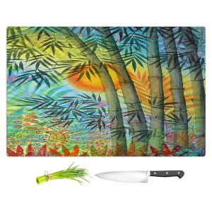 Artistic Kitchen Bar Cutting Boards | Jennifer Baird - The Bamboo Grove at Sunset | Nature Landscape Plants Trees Forest Sun