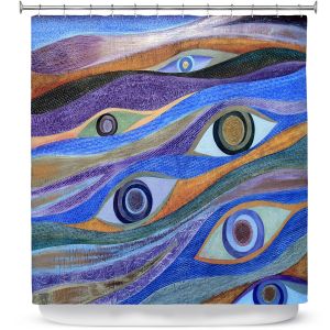 Premium Shower Curtains | Jennifer Baird - Waking Up | eyes pattern wavy repetition