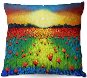 Throw Pillows Decorative Artistic | John Nolan's Sunburst Poppies
