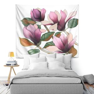 Artistic Wall Tapestry | Judith Figuiere - 4 Purple Magnolias | Floral, Flowers