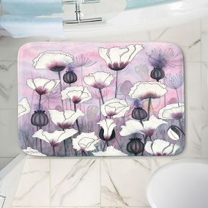 Decorative Bathroom Mats | Judith Figuiere - Field White Poppies | Floral, Flowers
