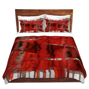 Artistic Duvet Covers and Shams Bedding | Julia Di Sano - Balancing Act Bright Red | Abstract