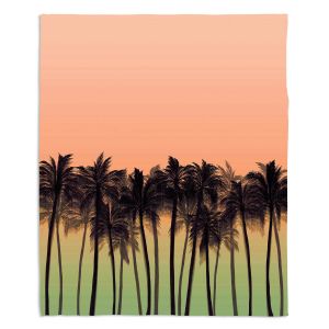 Decorative Fleece Throw Blankets | Julia Di Sano - Beach Palms Peach Moss | Beach Ocean Trees Nature