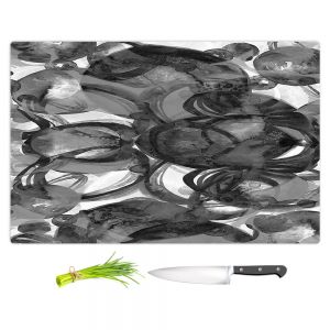 Artistic Kitchen Bar Cutting Boards | Julia Di Sano - Final Eclipse Grey Black | Abstract