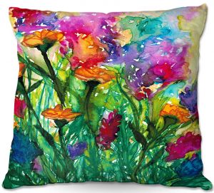 Unique Throw Pillows from DiaNoche Designs by Julia Di Sano - Floral Insurgence I | 16X16