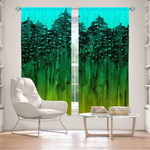 Decorative Window Treatments | Julia Di Sano - Forest Trees Aqua Lime Green