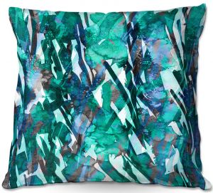 Unique Throw Pillows from DiaNoche Designs by Julia Di Sano - Frosty Bouquet Turquoise | 20X20