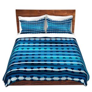 Artistic Duvet Covers and Shams Bedding | Julia Di Sano - Heart Love Blue | Pattern stripes shapes