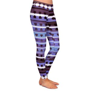 Casual Comfortable Leggings | Julia Di Sano - Heart Love Violet | Pattern stripes shapes
