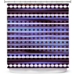 Premium Shower Curtains | Julia Di Sano - Heart Love Violet | Pattern stripes shapes