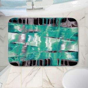 Decorative Bathroom Mats | Julia Di Sano - Inversion Aqua | lines abstract pattern