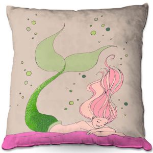 Throw Pillows Decorative Artistic | Julia Di Sano - Mermaid Nap Gray | Blonde Mermaid Ocean Swimming