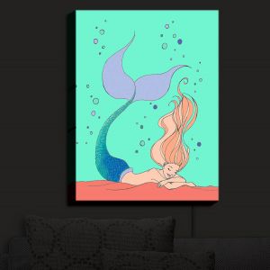 Nightlight Sconce Canvas Light | Julia Di Sano - Mermaid Nap Mint | Blonde Mermaid Ocean Swimming