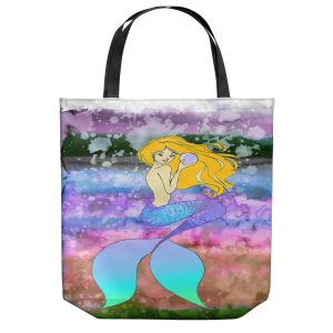 Unique Shoulder Bag Tote Bags | Julia Di Sano - Mermaid Pearl 1 | Blonde Mermaid Ocean Swimming