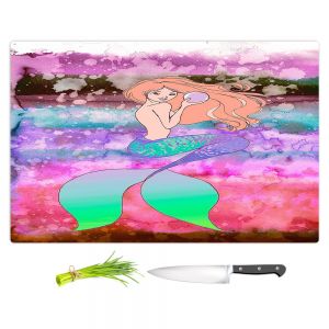 Artistic Kitchen Bar Cutting Boards | Julia Di Sano - Mermaid Pearl 3 | Blonde Mermaid Ocean Swimming