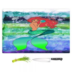 Artistic Kitchen Bar Cutting Boards | Julia Di Sano - Mermaid Pearl 4 | Blonde Mermaid Ocean Swimming