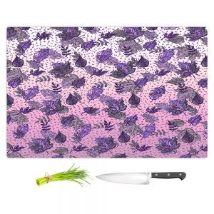 Artistic Kitchen Bar Cutting Boards | Julia Di Sano - Ombre Autumn Violet Purple | Autumn Leaves pattern