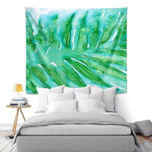 Artistic Wall Tapestry | Julia Di Sano - Paradise Palm Aqua Green | Nature Leaf