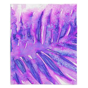 Decorative Fleece Throw Blankets | Julia Di Sano - Paradise Palm Purple | Nature Leaf