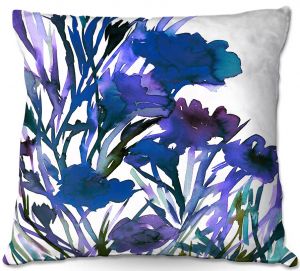 Unique Throw Pillows from DiaNoche Designs by Julia Di Sano - Petal Thoughts Blue | 16X16