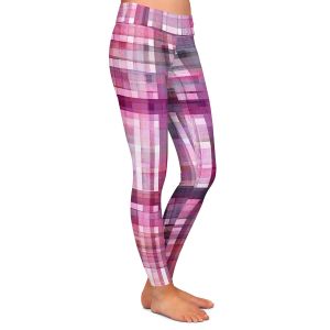 Casual Comfortable Leggings | Julia Di Sano - Plaid Pink Purple Pastel | pattern shapes geometric rectangle