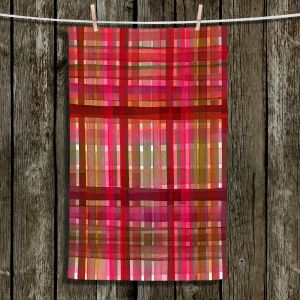 Unique Hanging Tea Towels | Julia Di Sano - Plaid Red Pink Rust | pattern shapes geometric rectangle