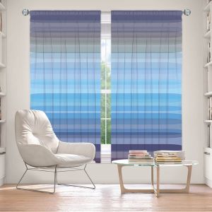 Decorative Window Treatments | Julia Di Sano - Stria Sky Blue Grey | Geometric Pattern