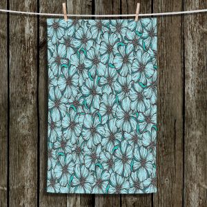 Unique Hanging Tea Towels | Julia Di Sano - Wild Blooms Teal Aqua | Floral Flower Pattern