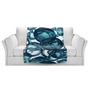 Artistic Sherpa Pile Blankets | Julia Di Sano - Worlds Collide Teal | Abstract Circles