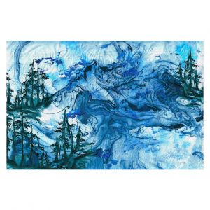 Decorative Floor Covering Mats | Julia Di Sano - Worth Having Blue | Abstract nature swirls trees landscape mountains