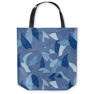Unique Shoulder Bag Tote Bags | Julia Grifol - Blue Leaves Navy