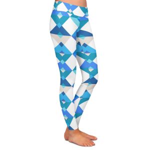 Casual Comfortable Leggings | Julia Grifol - Triangles Blue | Shapes colors pattern graphics