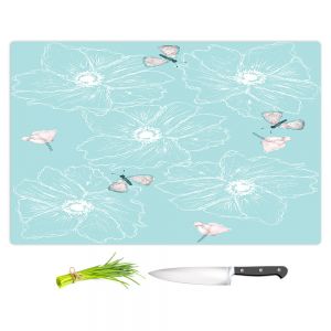 Artistic Kitchen Bar Cutting Boards | Julie Ansbro - Anemone Butterfly Turquoise