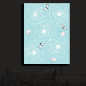 Nightlight Sconce Canvas Light | Julie Ansbro - Anemone Butterfly Turquoise | Flowers Bugs